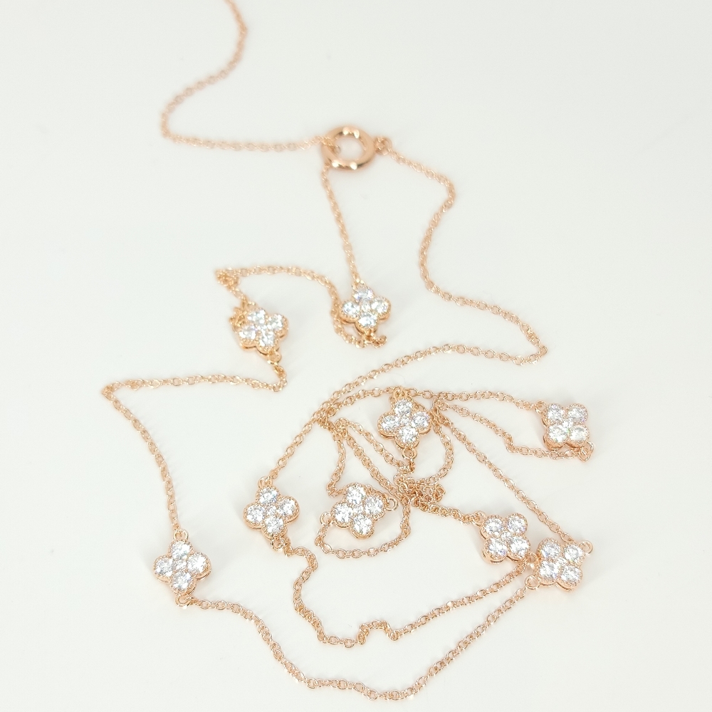 NEW Clover Pave Double Sides CZ Choker Necklace - Picture 9 of 16